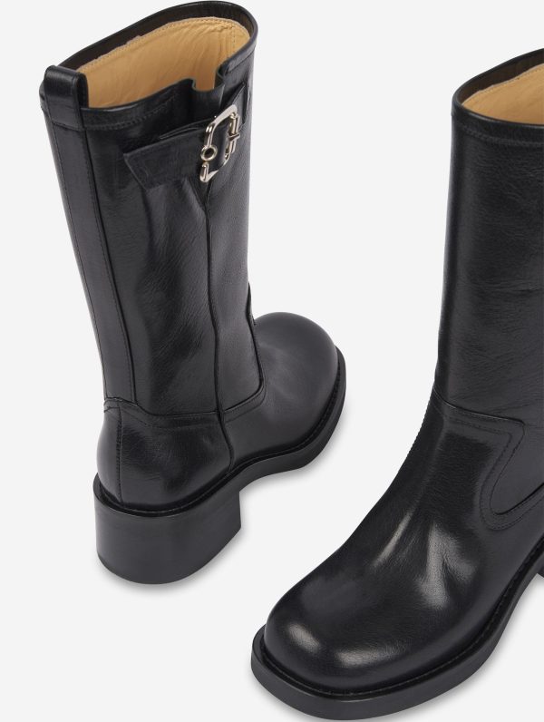 bottes courtes biker en cuir noir Supply