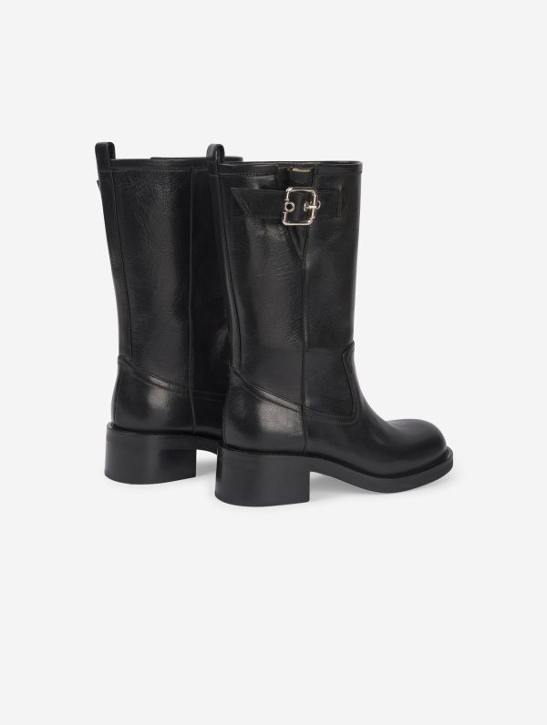 bottes courtes biker en cuir noir Supply