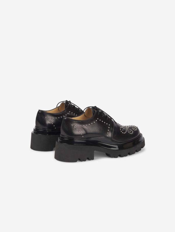 richelieus en cuir noir clouté Online now