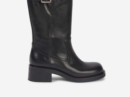 bottes courtes biker en cuir noir Supply