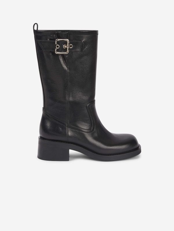 bottes courtes biker en cuir noir Supply